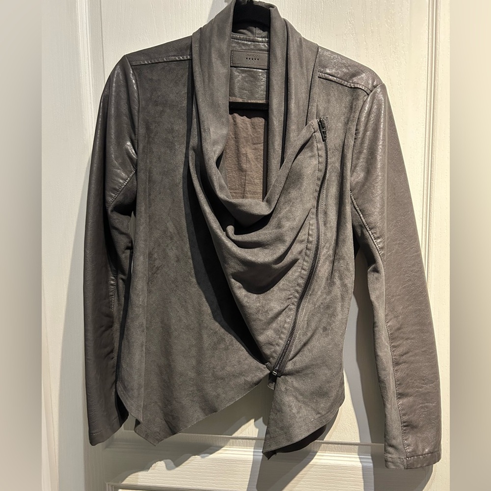 Blank NYC Women's Faux Leather Waterfall Jacket in Gray